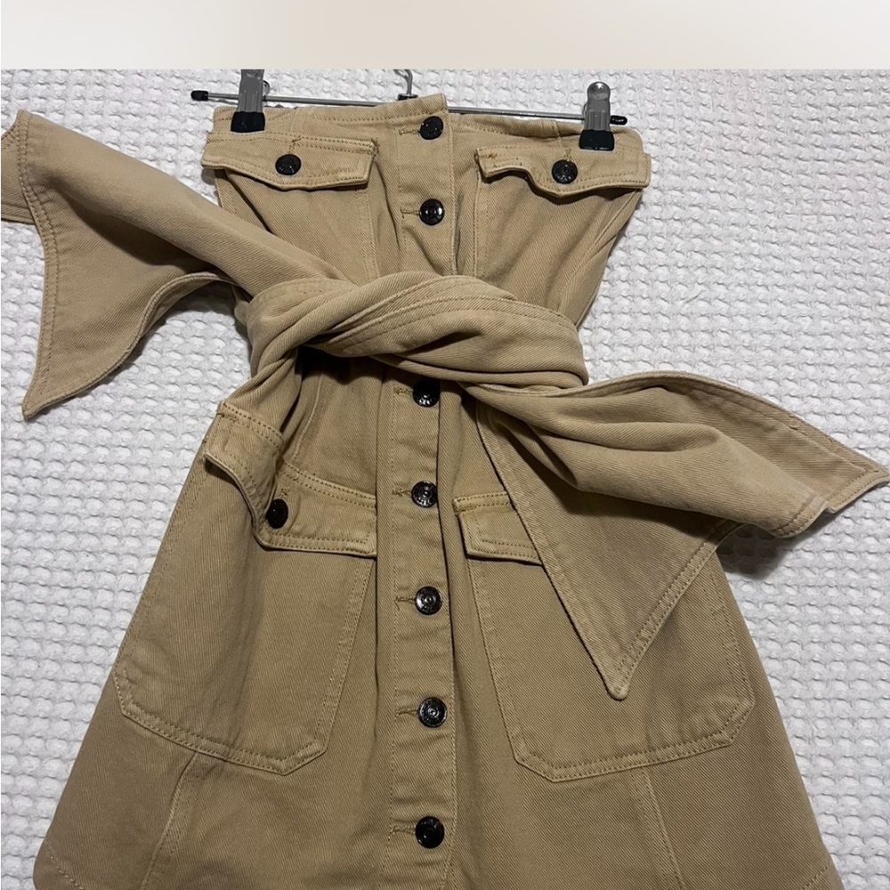 Tan Button-Up Mini Dress